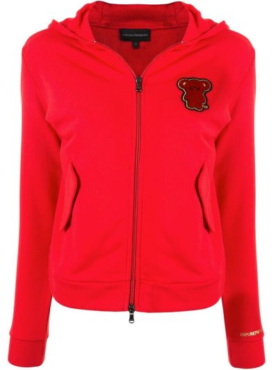 Sudadera Con Capucha Armani Emporio Bear Patch Mujer Rojas | YL6I7IBB