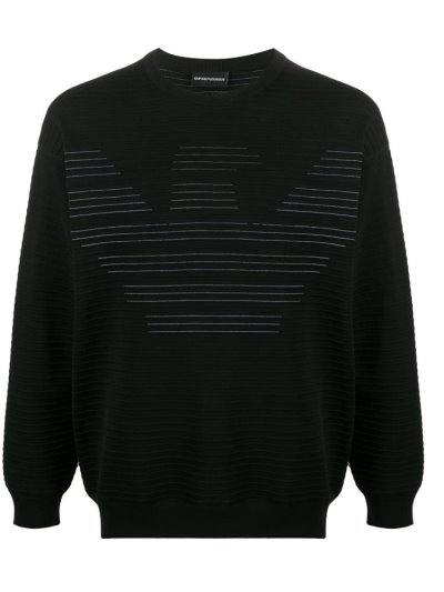 Sudaderas Armani Emporio Ribbed Logo Print Hombre Negras | P8KR4ZU0