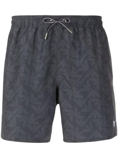 Swim Shorts Armani Emporio Logo Print Hombre Gris | UKBV6JVN