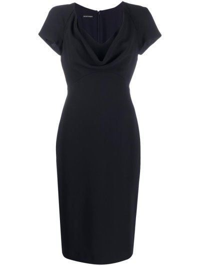 Vestido Armani Emporio Corta Sleeve Draped Neck Mujer Azules | VV20VCU5