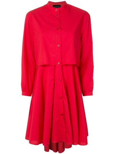 Vestido Armani Emporio Layered Shirt Vestido Mujer Rojas | H3ENF44A