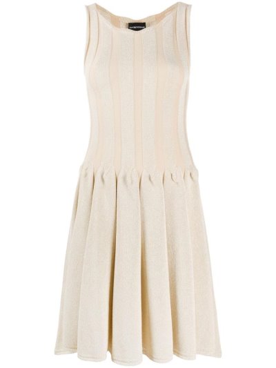 Vestido Armani Emporio Pleated Mini Mujer Beige | 6GKT1QZV