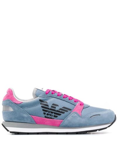 Zapatillas Armani Emporio Logo Encaje Up Mujer Azules | XBTI5VQ2