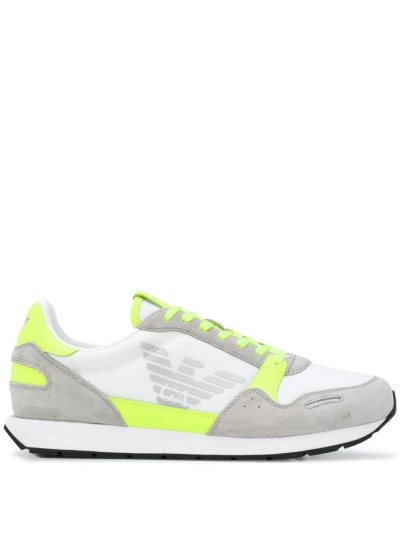 Zapatillas Armani Emporio Neon Trimmed Gamuza Panel Low Top Hombre Blancas | ONNFP9GA