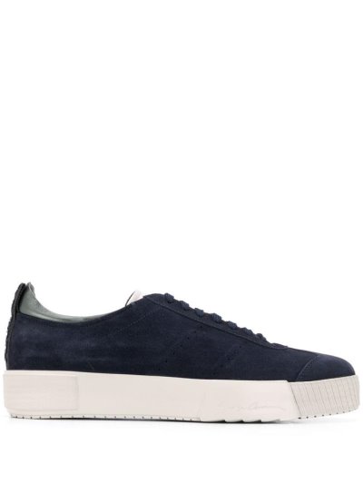 Zapatillas Giorgio Armani Gamuza Encaje Up Hombre Azules | LTHDJO12