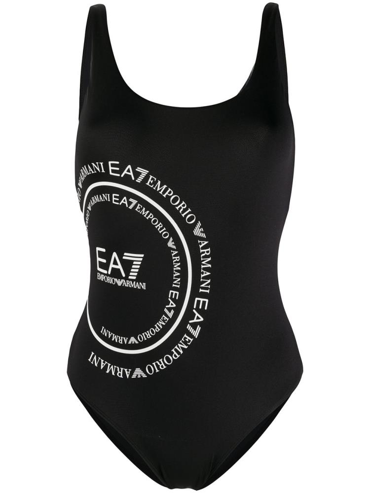 Bañadores Ea7 Emporio Armani Logo Print Scoop Back Mujer Negras | 2KE78CHY