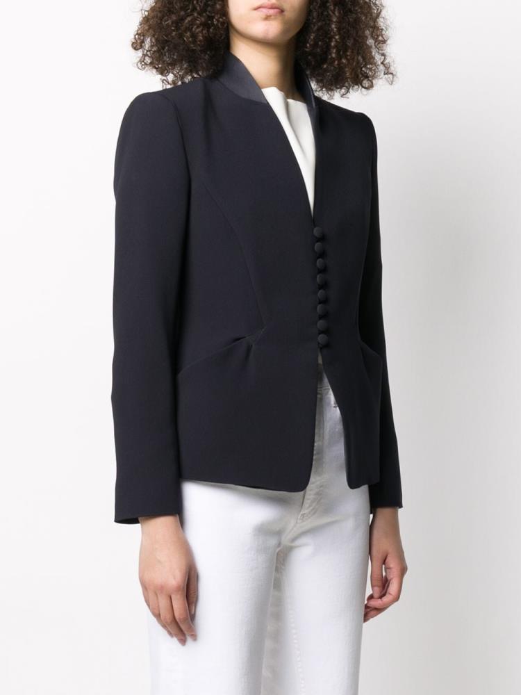 Blazers Armani Emporio Collarless Fitted Mujer Azules | RXKLFPKE