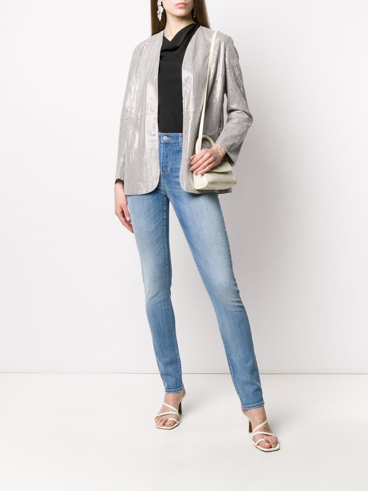 Blazers Armani Emporio Embellished Collarless Mujer Gris | RGYXK49U