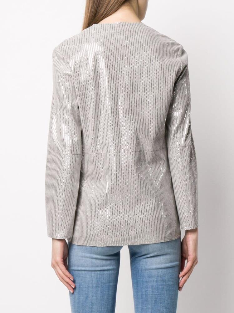 Blazers Armani Emporio Embellished Collarless Mujer Gris | RGYXK49U