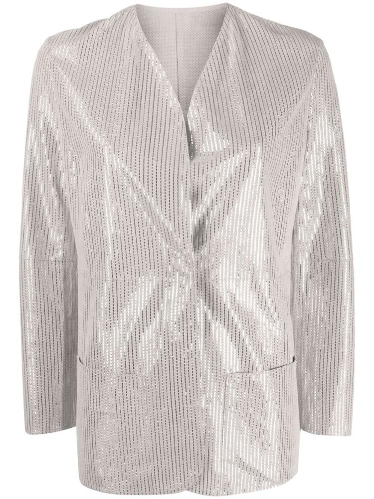 Blazers Armani Emporio Embellished Collarless Mujer Gris | RGYXK49U