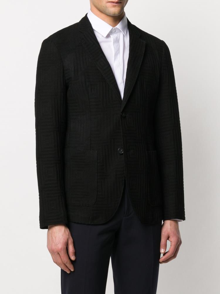 Blazers Armani Emporio Geometric Knit Hombre Negras | F13QGAJO