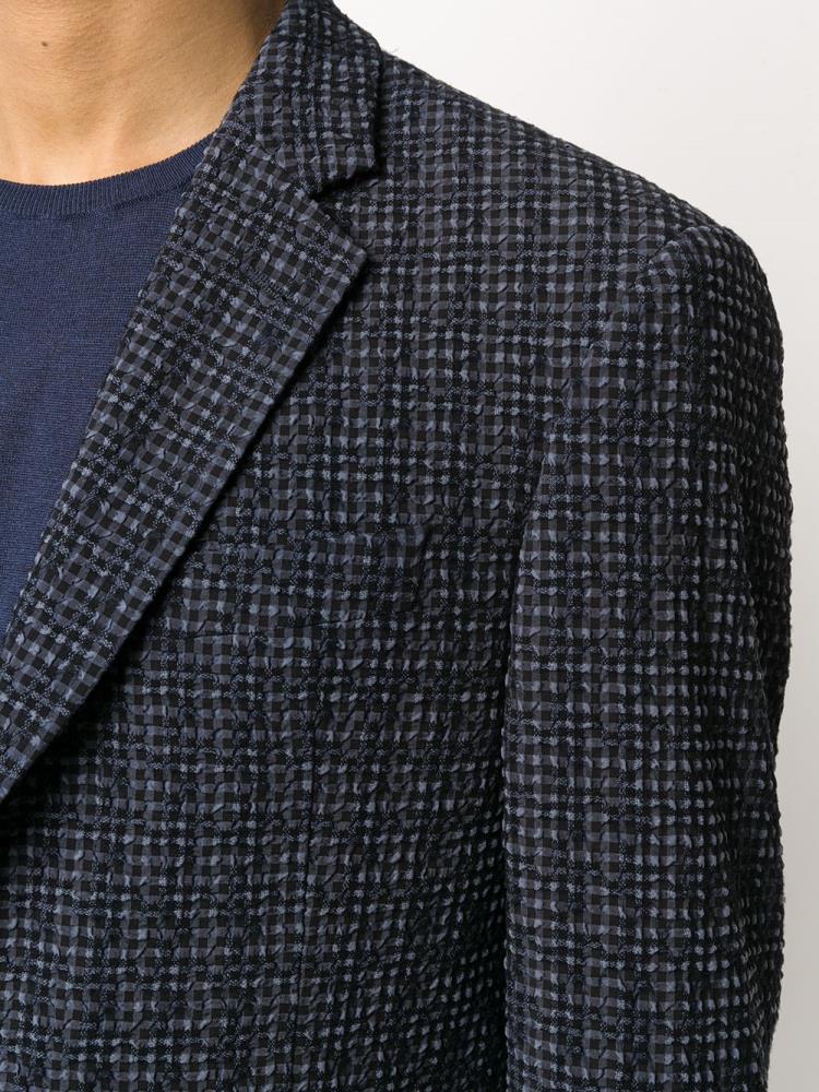 Blazers Armani Emporio Gingham Check Hombre Azules Negras | EQOUG0JI