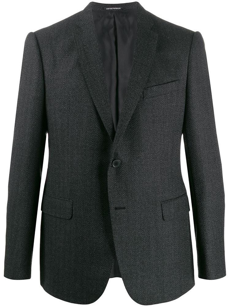 Blazers Armani Emporio Herringbone Print Hombre Gris | KUCZUAE4