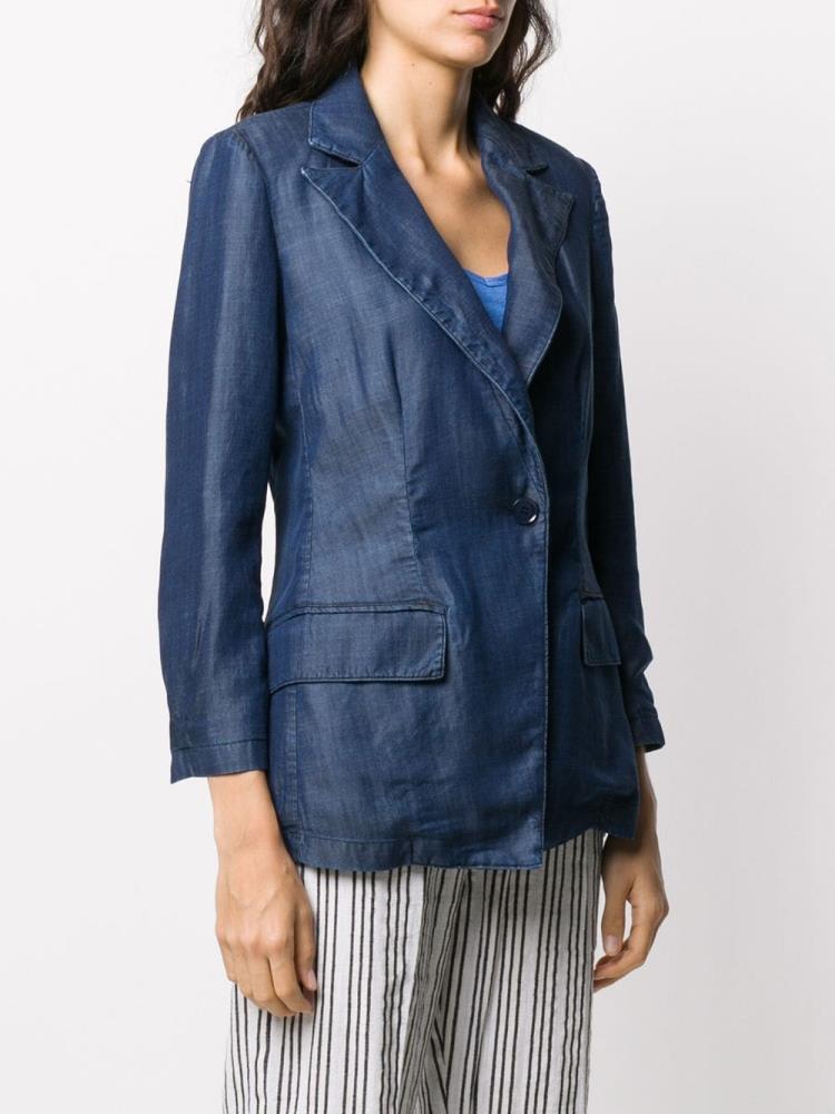 Blazers Armani Emporio Single Breasted Denim Mujer Azules | ZH28F7S3