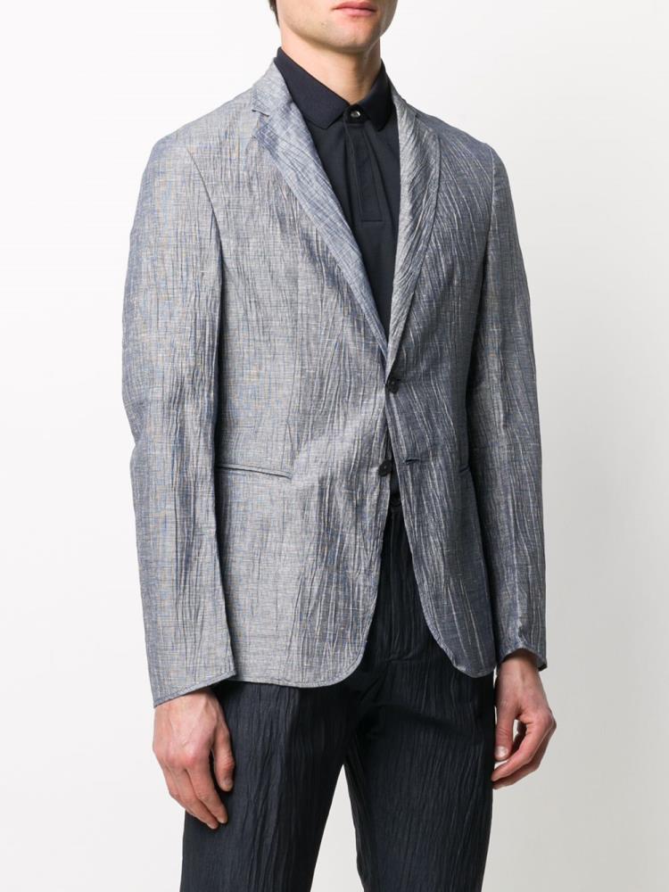 Blazers Armani Emporio Wrinkled Micro Check Hombre Azules | 605RN56B