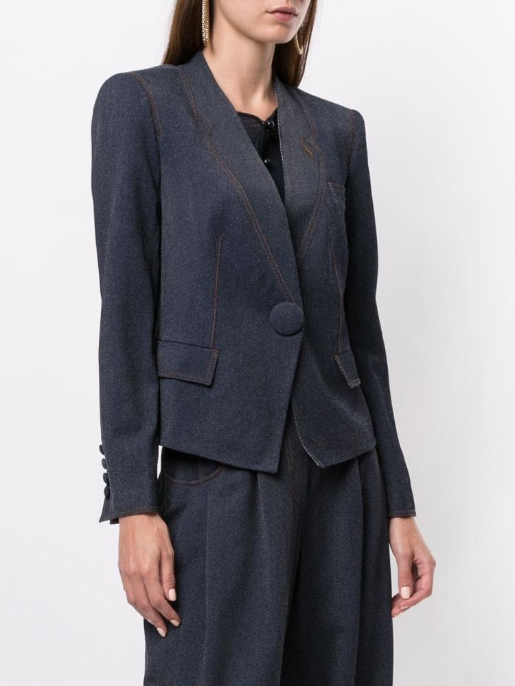 Blazers Giorgio Armani Fitted Cropped Mujer Azules | 5LTHVLHM