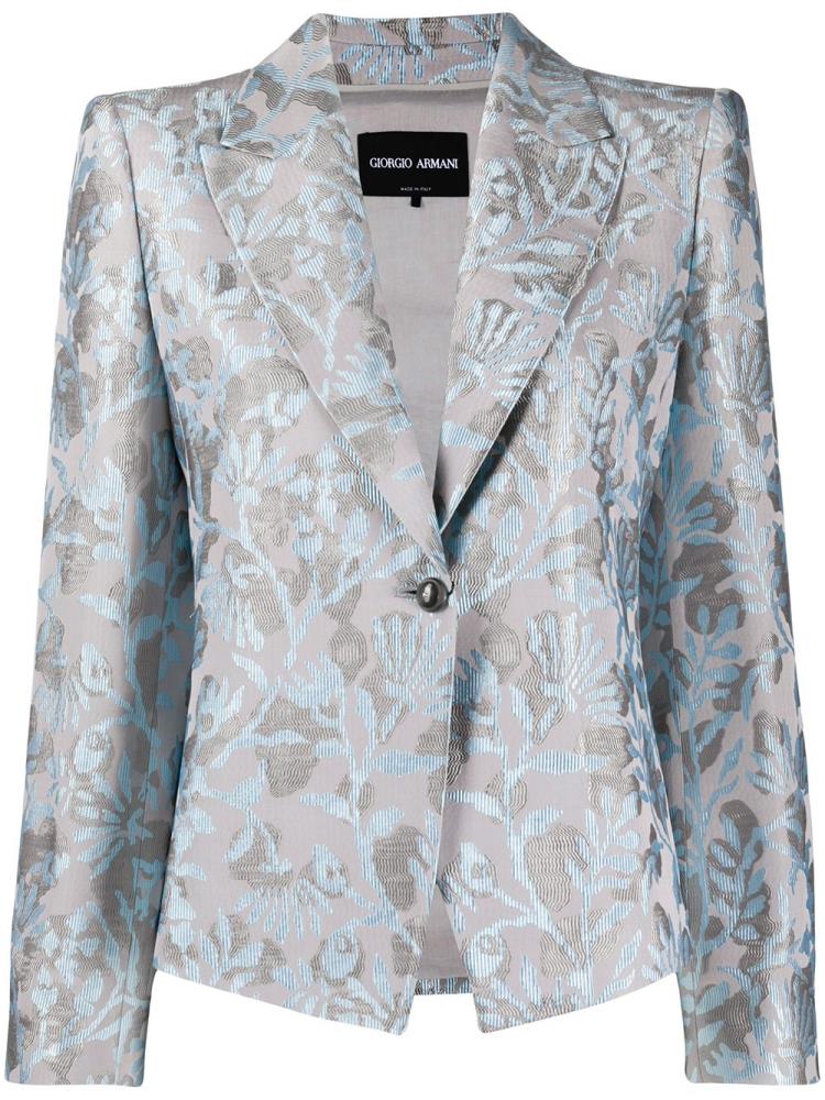 Blazers Giorgio Armani Floral Print Single Breasted Mujer Azules Gris | CNIDOXQ1