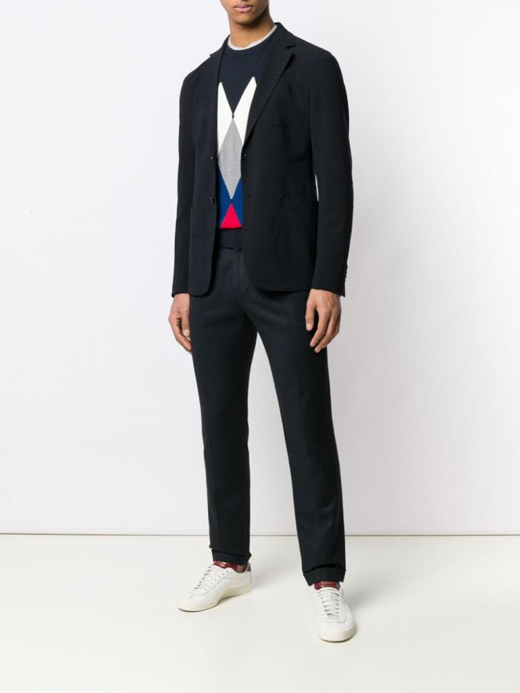 Blazers Giorgio Armani Grid Stitched Hombre Azules | JCMZY1VO