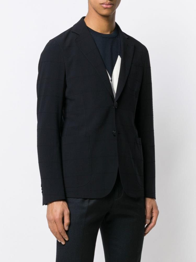 Blazers Giorgio Armani Grid Stitched Hombre Azules | JCMZY1VO