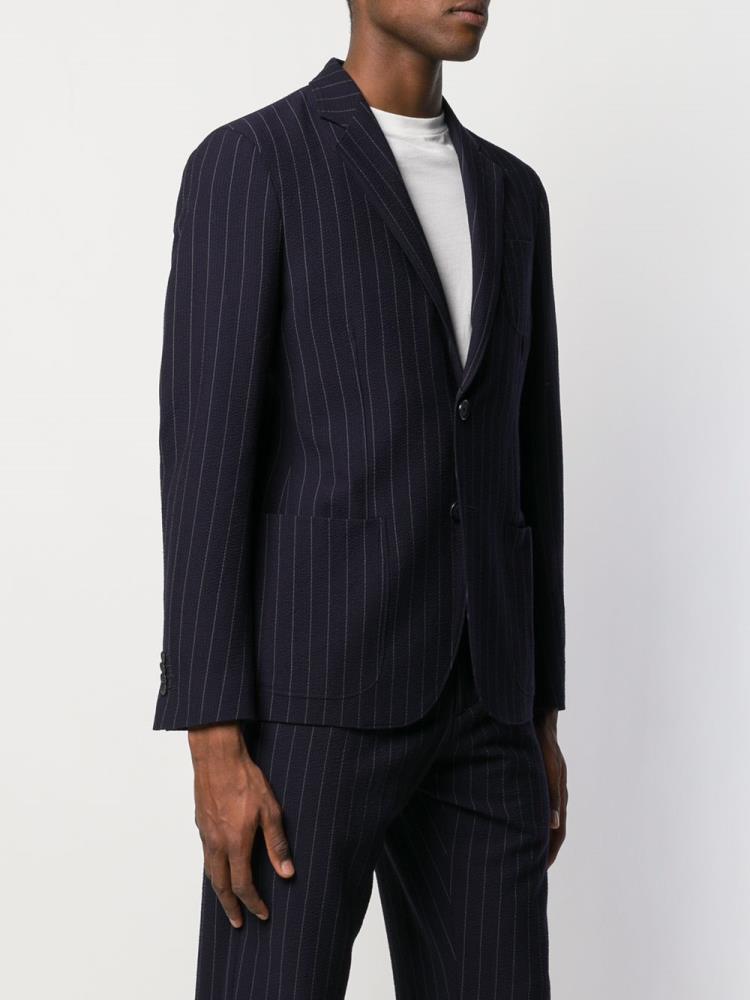 Blazers Giorgio Armani Pinstripe Hombre Azules | FQ4IINZO