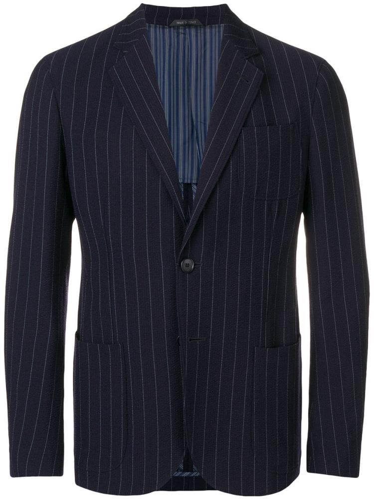 Blazers Giorgio Armani Pinstripe Hombre Azules | FQ4IINZO