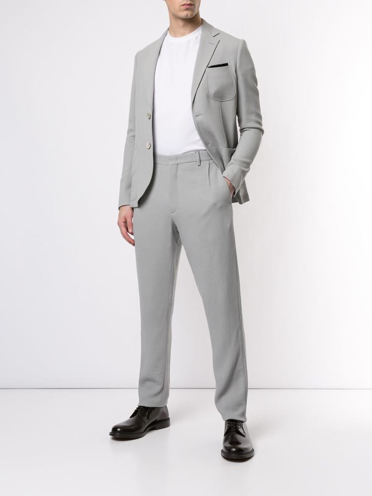 Blazers Giorgio Armani Ribbed Knit Hombre Gris | F2BXLYBN