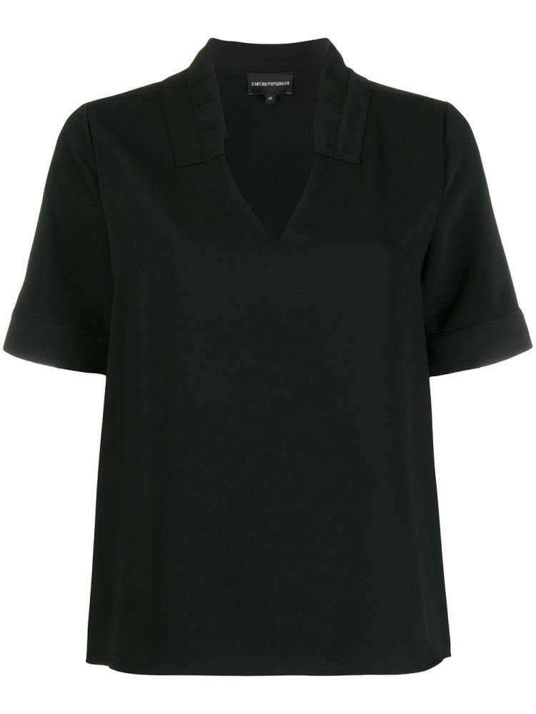 Blusas Armani Emporio Corta Sleeve Mujer Negras | CKOFTUYG