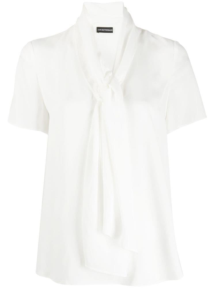 Blusas Armani Emporio Pussy Bow Mujer Blancas | DICGX7J1