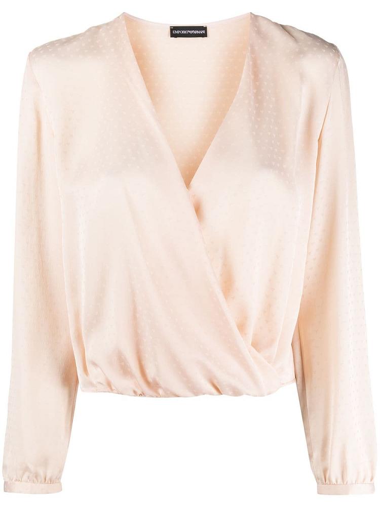 Blusas Armani Emporio Wrap Front Silk Mujer Beige | 6PRMTIBP