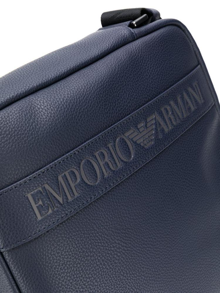 Bolsa De Mensajero Armani Emporio Embossed Logo Hombre Azules | 6E4JE4WC