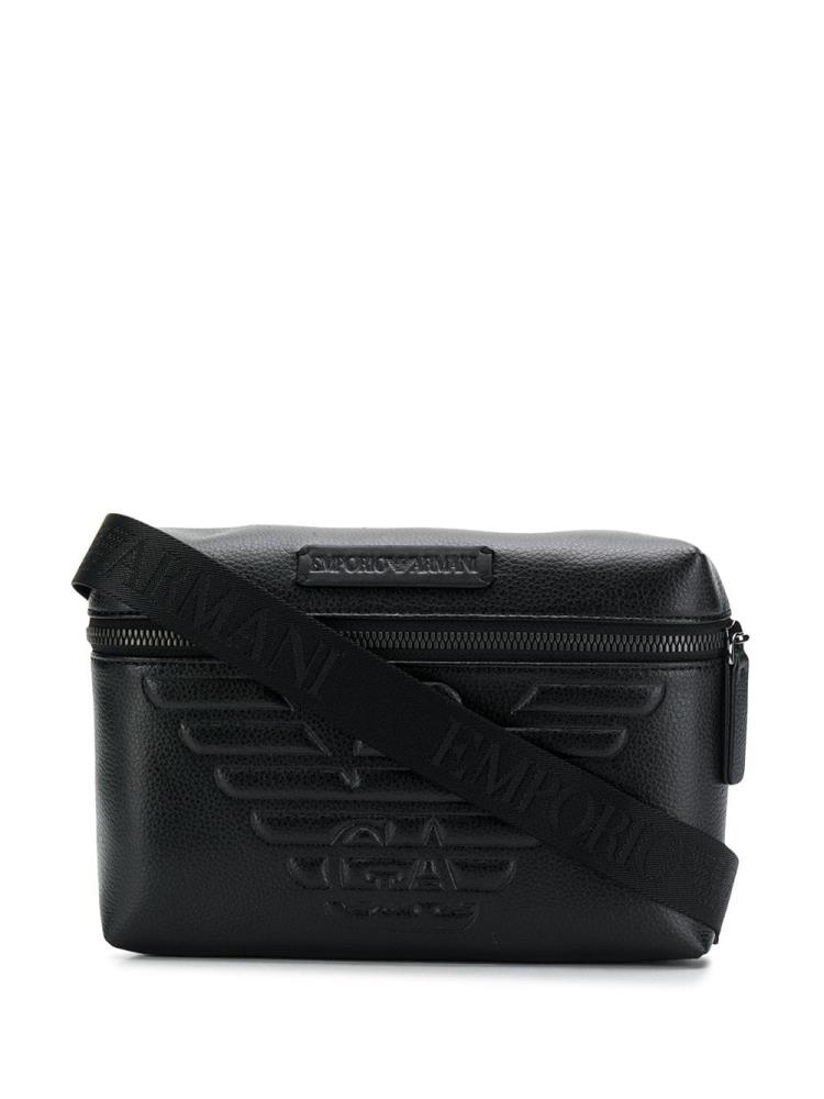 Bolsas Armani Emporio Logo Embossed Hombre Negras | P16RURS7