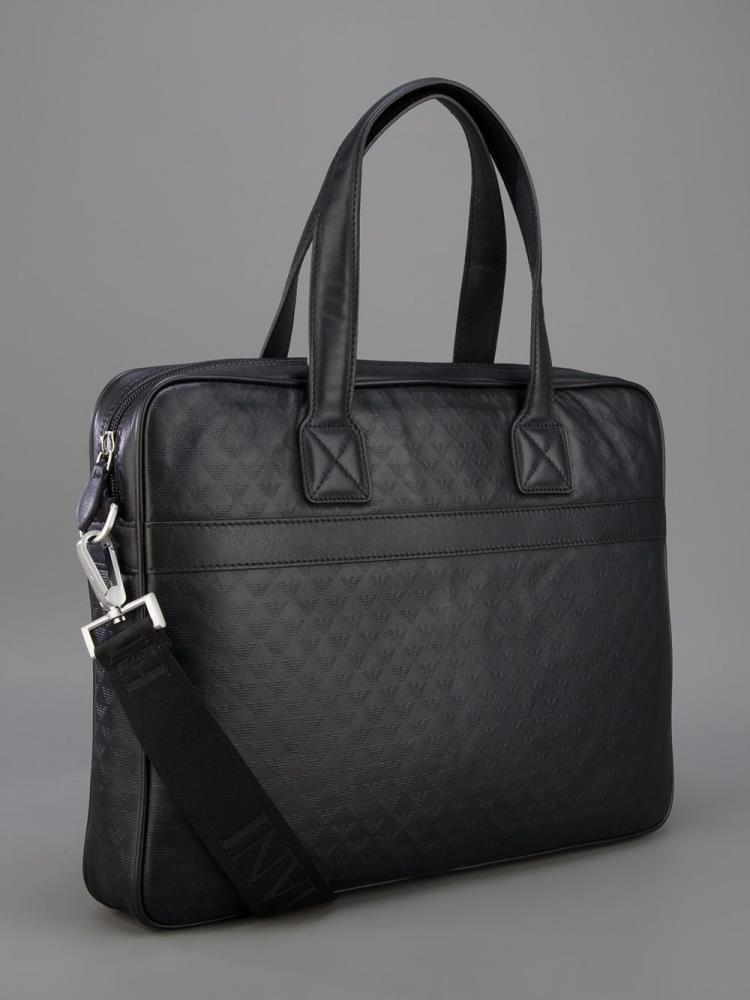 Bolsas Armani Emporio Logo Embossed Laptop Bags Hombre Negras | XRX1RVGY