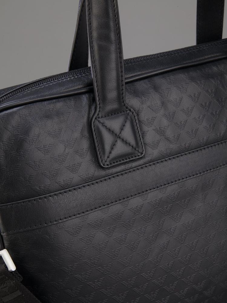 Bolsas Armani Emporio Logo Embossed Laptop Bags Hombre Negras | XRX1RVGY