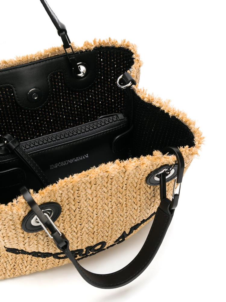 Bolso Tote Armani Emporio Frayed Logo Mujer Marrones | GS2I3VT8