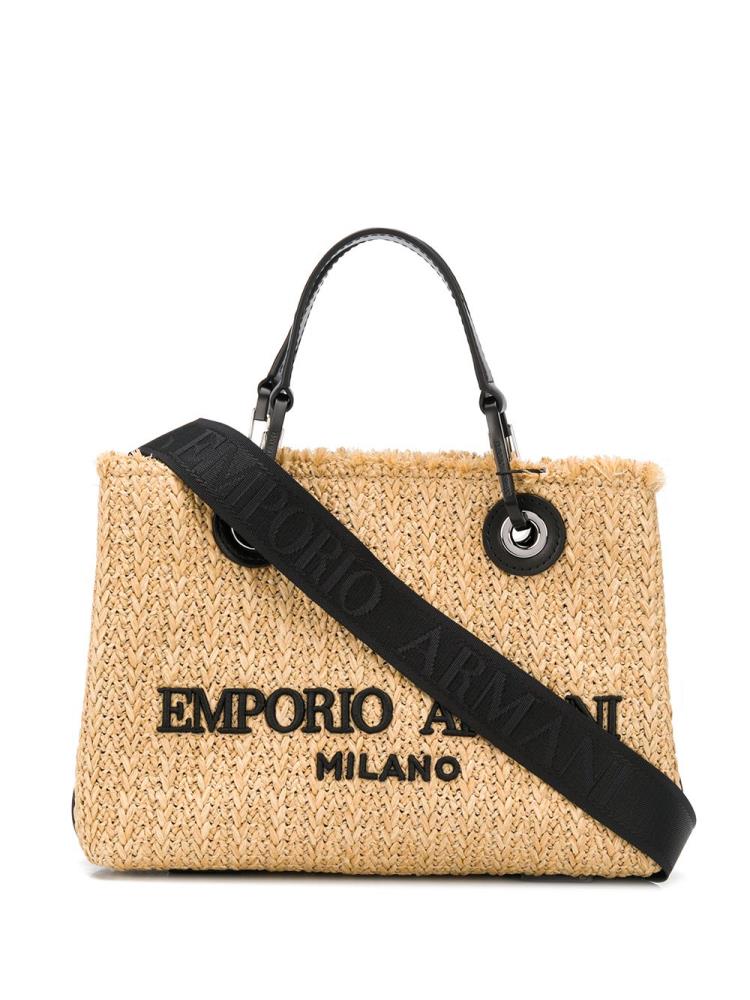 Bolso Tote Armani Emporio Frayed Logo Mujer Marrones | GS2I3VT8