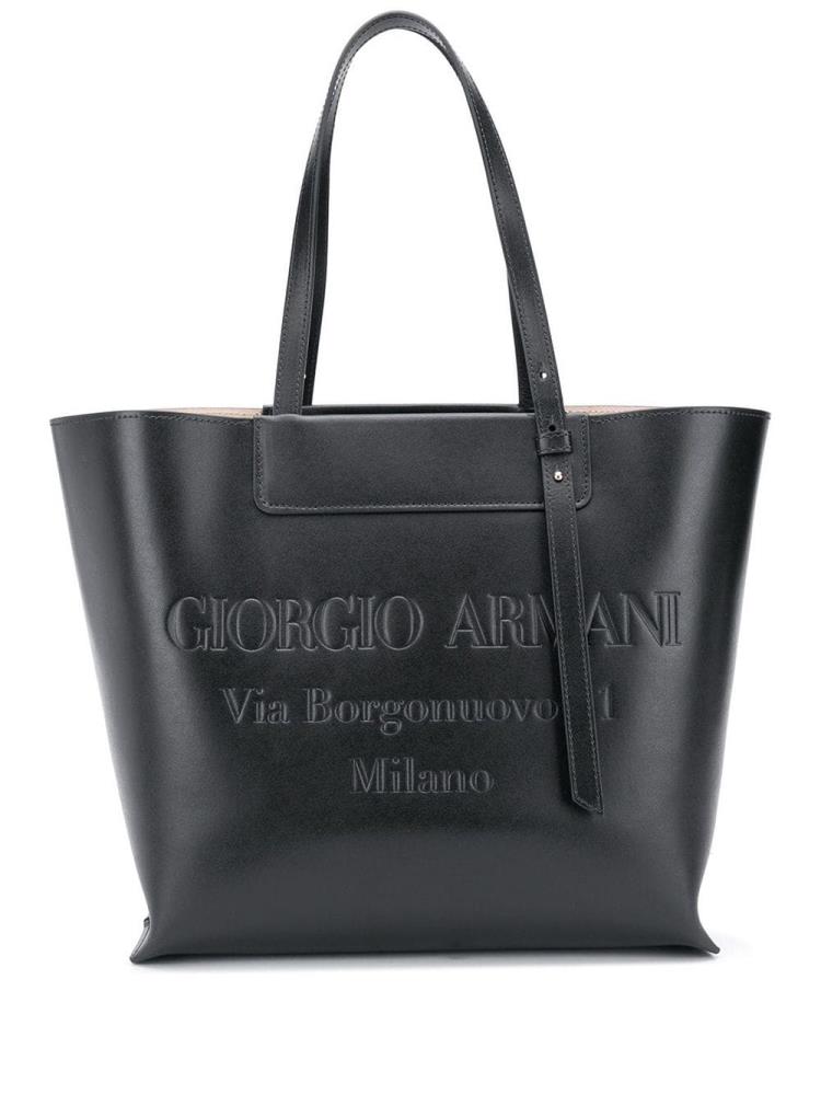 Bolso Tote Giorgio Armani Embossed Logo Mujer Negras | UP7U1VQ2