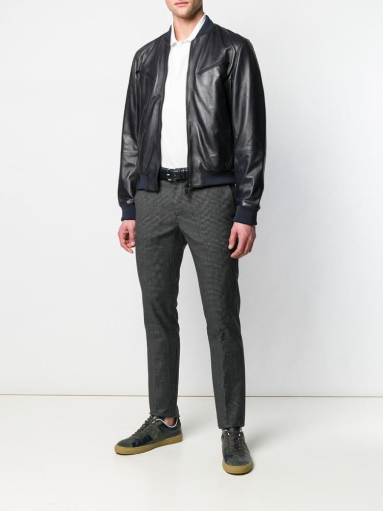 Bomber Jacket Armani Emporio Cuero Look Hombre Negras | 0DEX2QH8