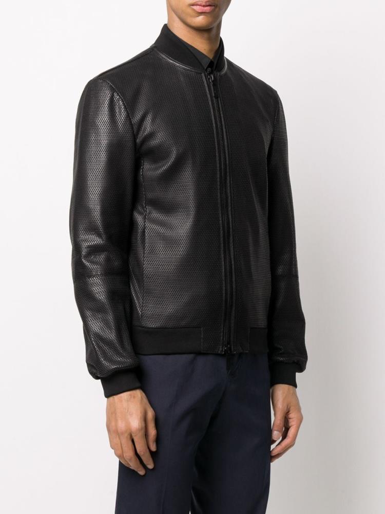 Bomber Jacket Armani Emporio Cuero Hombre Negras | 8QPH4EO2