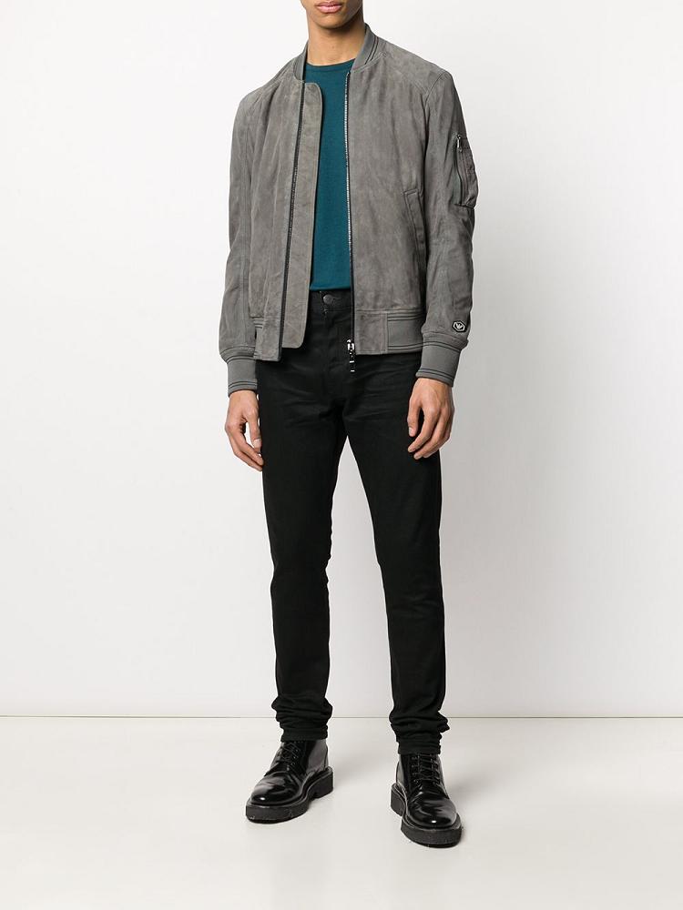 Bomber Jacket Armani Emporio Cuero Hombre Gris | IOFXIXTN