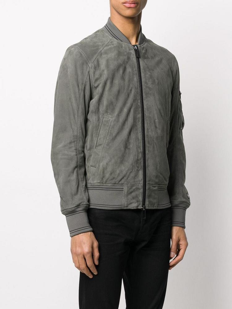 Bomber Jacket Armani Emporio Cuero Hombre Gris | IOFXIXTN