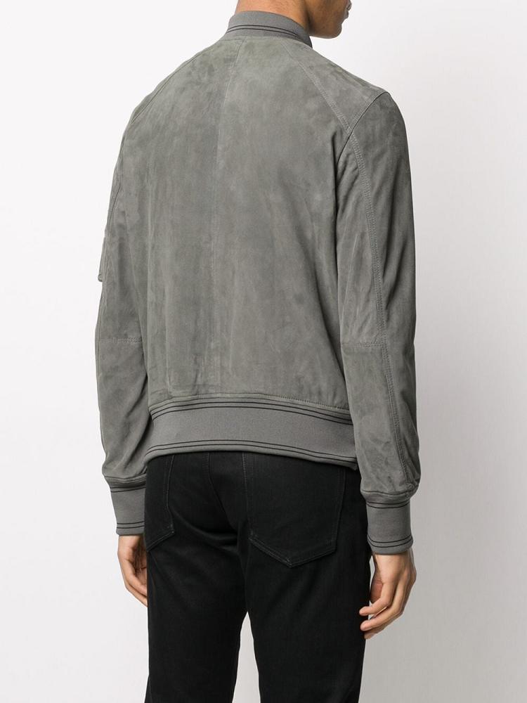 Bomber Jacket Armani Emporio Cuero Hombre Gris | IOFXIXTN