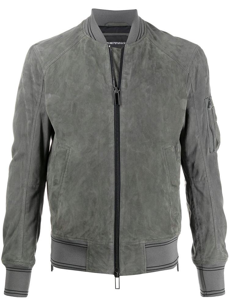 Bomber Jacket Armani Emporio Cuero Hombre Gris | IOFXIXTN