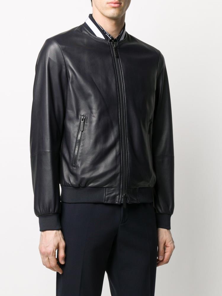 Bomber Jacket Armani Emporio Cuero Hombre Negras | ORULIJTA