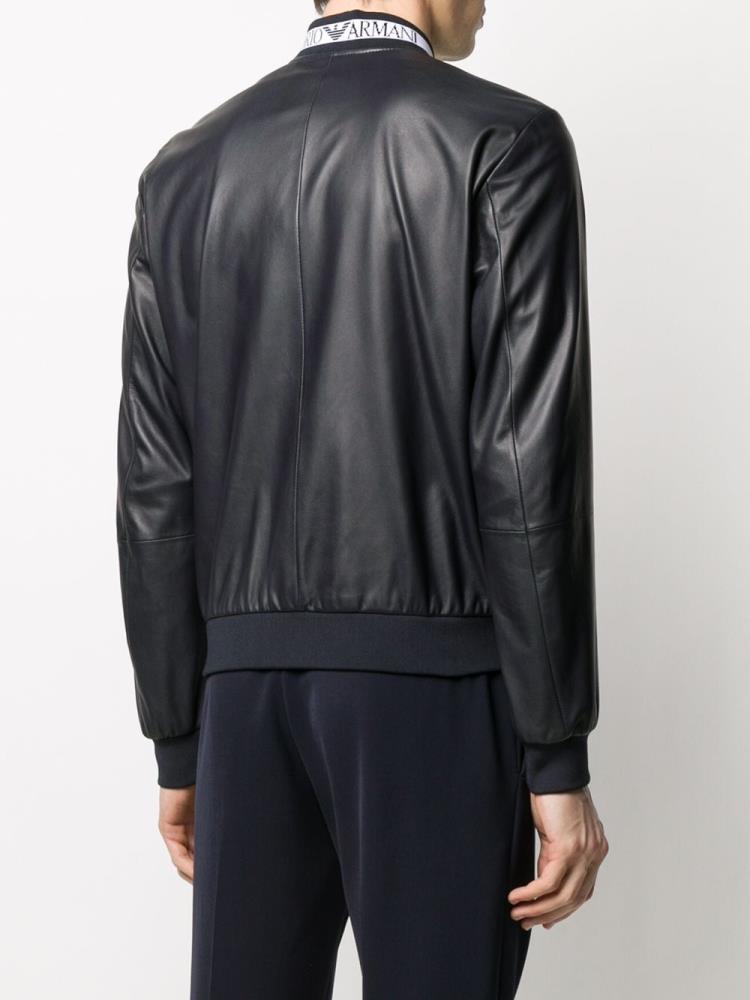 Bomber Jacket Armani Emporio Cuero Hombre Negras | ORULIJTA