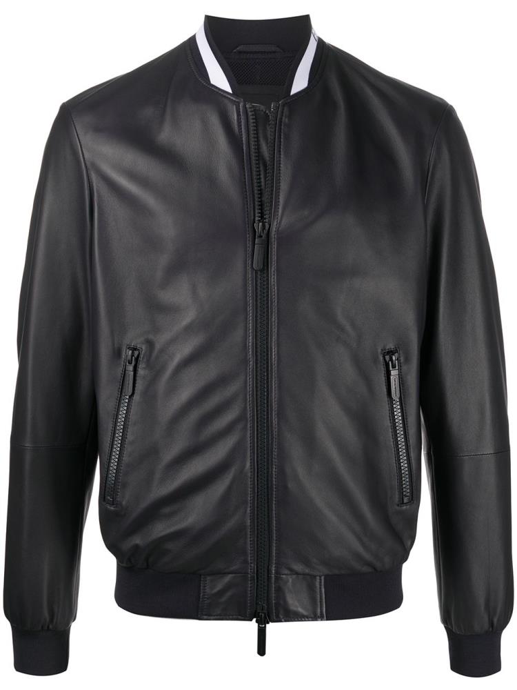 Bomber Jacket Armani Emporio Cuero Hombre Negras | ORULIJTA