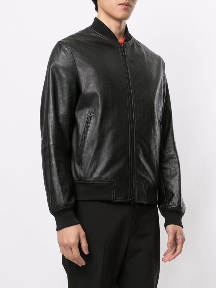 Bomber Jacket Armani Emporio Embossed Hombre Negras | 72Q8N0SD