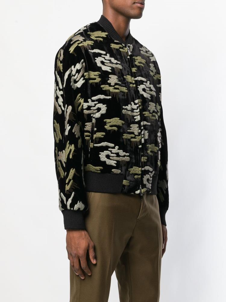 Bomber Jacket Armani Emporio Embroidered Camouflage Hombre Negras | SFWXQ4OO