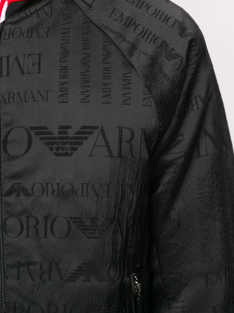 Bomber Jacket Armani Emporio Logo Print Hombre Negras | U31KO9R5