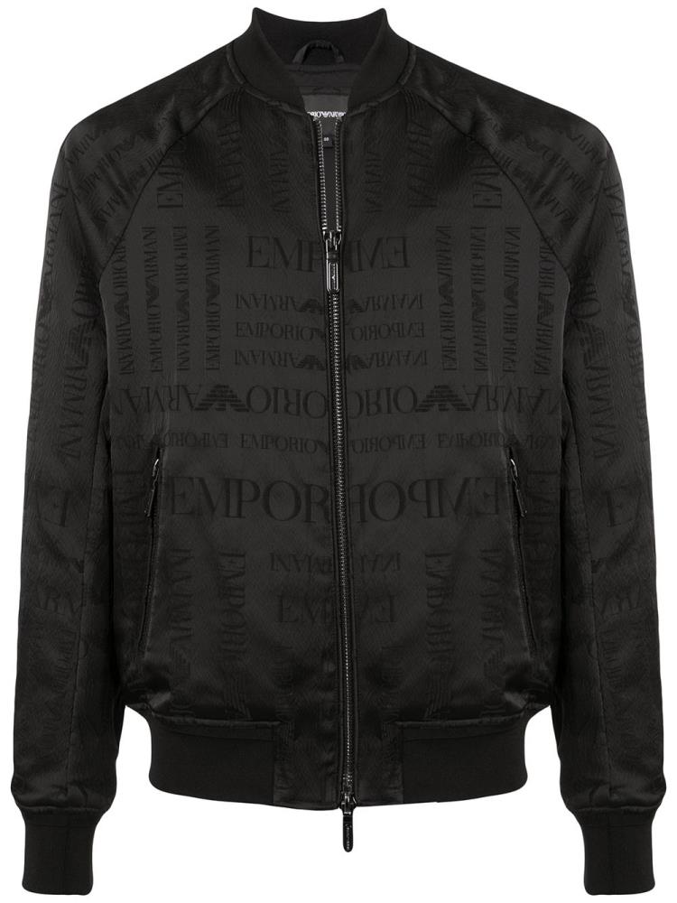 Bomber Jacket Armani Emporio Logo Print Hombre Negras | U31KO9R5