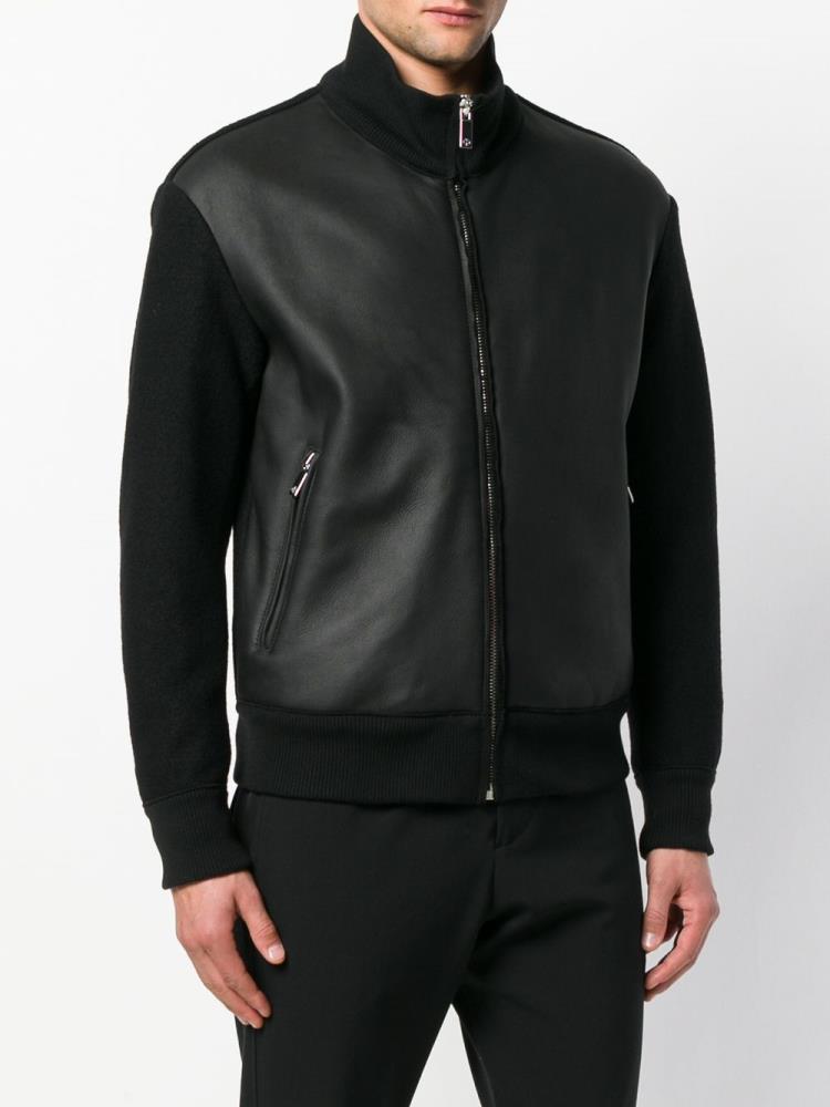 Bomber Jacket Giorgio Armani Cuero Hombre Negras | 6AL4TF7S